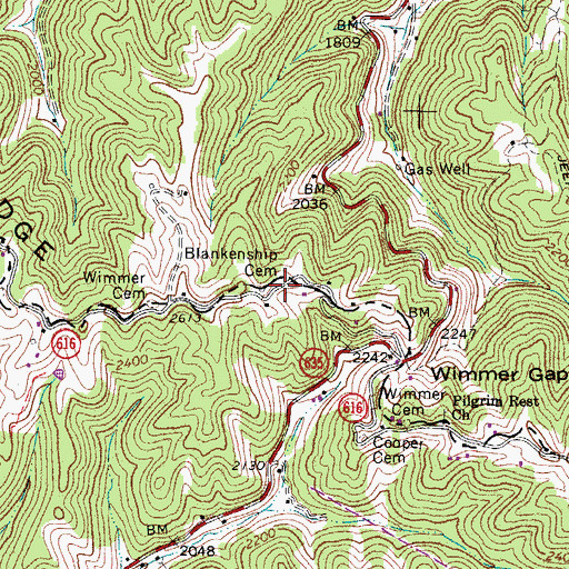 Topographic Map of Blankenship Cemetery, VA