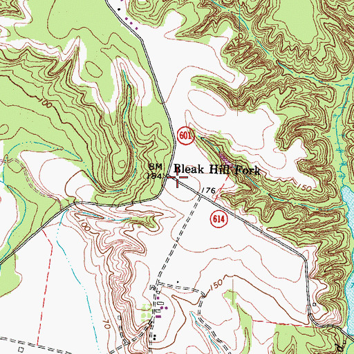 Topographic Map of Bleak Hill Fork, VA