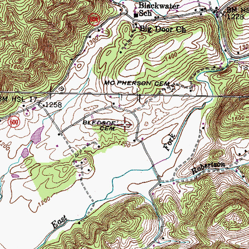 Topographic Map of Bledsoe Cemetery, VA