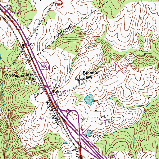 Topographic Map of Blendon Cemetery, VA
