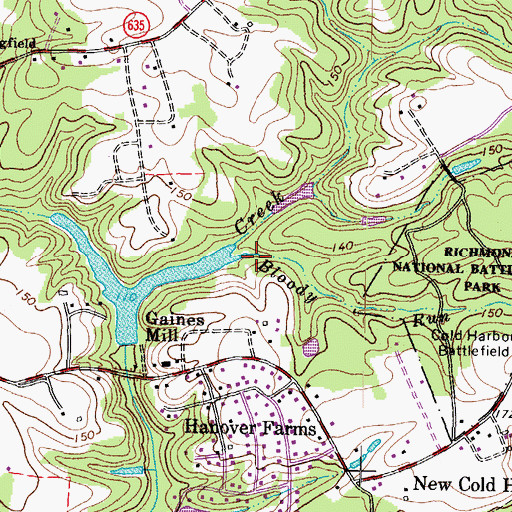 Topographic Map of Bloody Run, VA