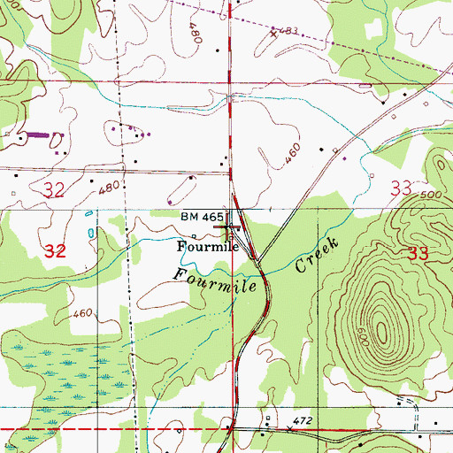 Topographic Map of Blue Springs Church, AL
