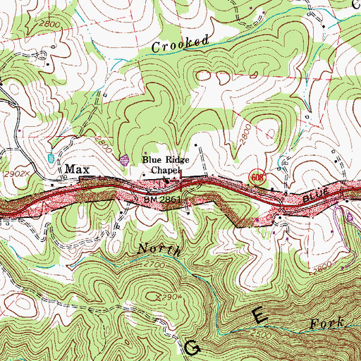 Topographic Map of Blue Ridge Chapel, VA