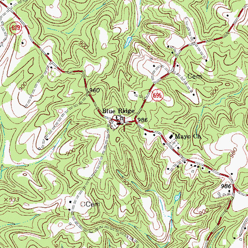 Topographic Map of Blue Ridge Church, VA