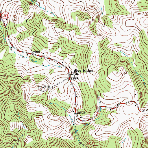 Topographic Map of Blue Ridge Church, VA