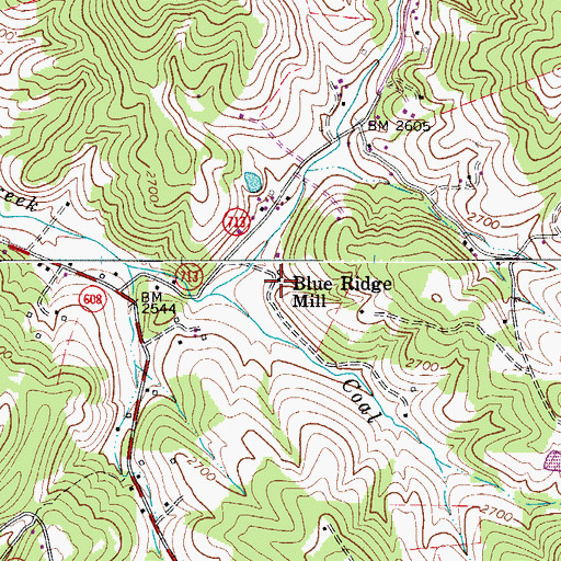 Topographic Map of Blue Ridge Mill, VA