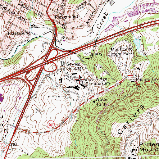 Topographic Map of Blue Ridge Sanatorium, VA