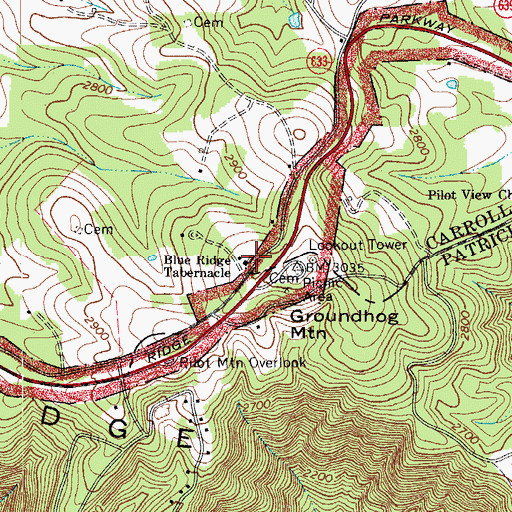 Topographic Map of Blue Ridge Tabernacle, VA