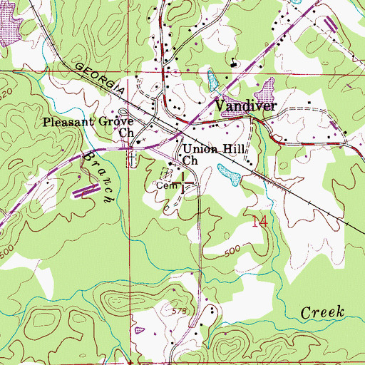 Topographic Map of Vandiver Negro Cemetery, AL