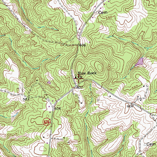 Topographic Map of Blue Rock Church, VA