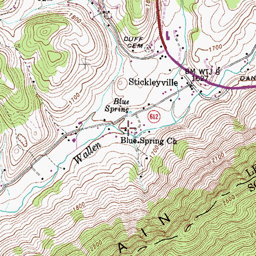 Topographic Map of Blue Spring Church, VA