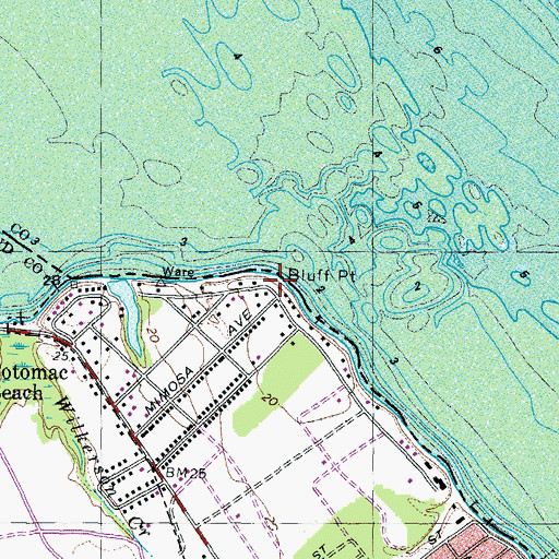 Topographic Map of Bluff Point, VA