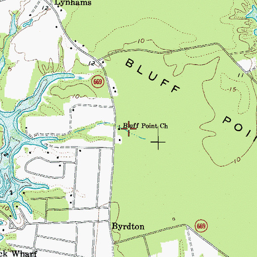 Topographic Map of Bluff Point Church, VA