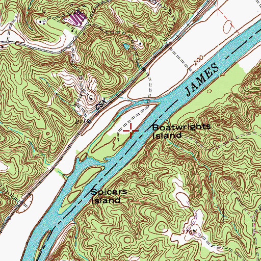 Topographic Map of Boatwrights Island, VA