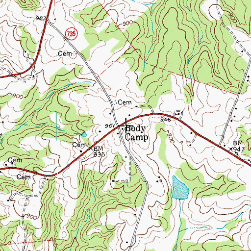 Topographic Map of Body Camp, VA