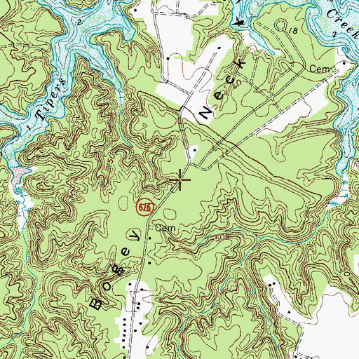 Topographic Map of Bogey Neck, VA
