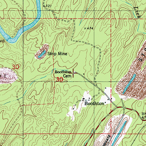 Topographic Map of Boothton Cemetery, AL