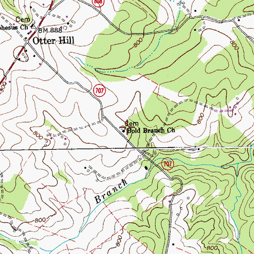 Topographic Map of Bold Branch Church, VA