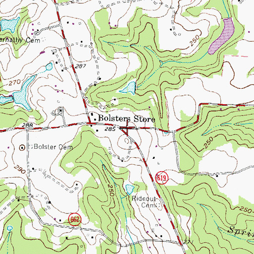 Topographic Map of Bolsters Store, VA