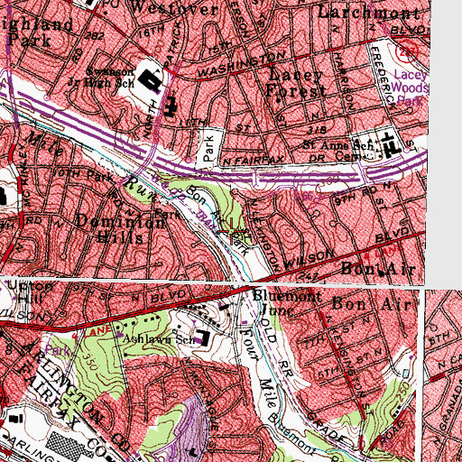 Topographic Map of Bon Air Park, VA