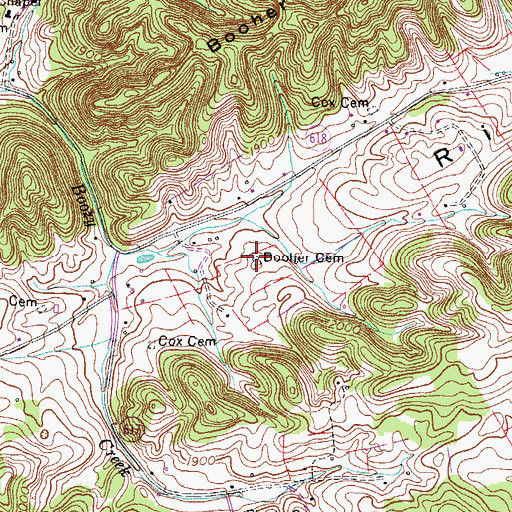 Topographic Map of Booher Cemetery, VA