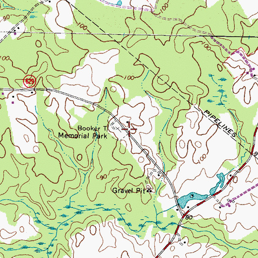 Topographic Map of Booker T Memorial Park, VA