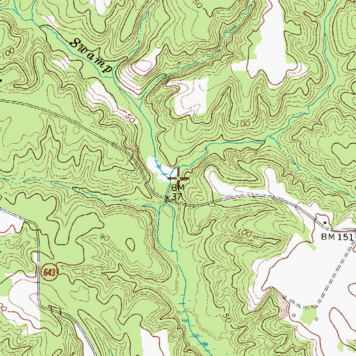 Topographic Map of Boom Swamp, VA