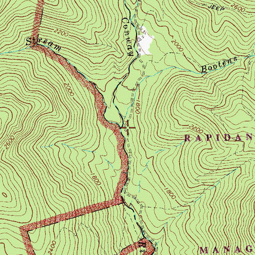 Topographic Map of Bootens Run, VA