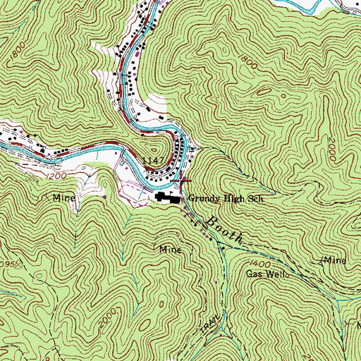 Topographic Map of Booth Branch, VA
