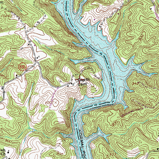 Topographic Map of Booth Cemetery, VA