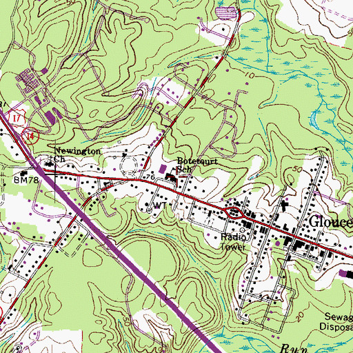 Topographic Map of Botetourt Elementary School, VA