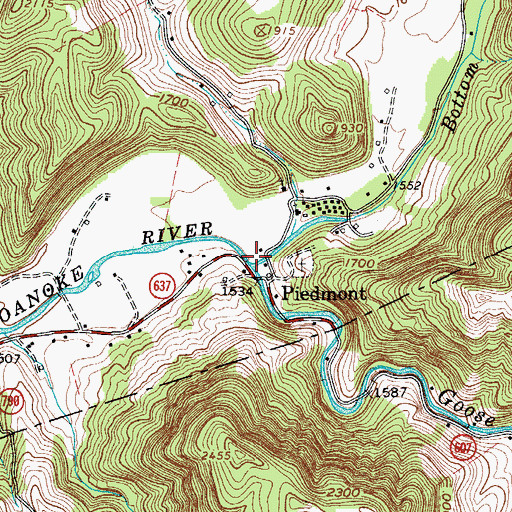 Topographic Map of Bottom Creek, VA