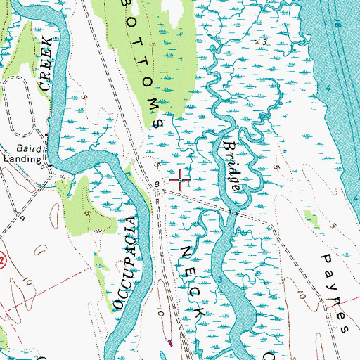 Topographic Map of Bottoms Neck, VA