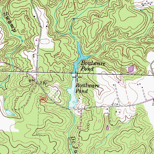 Topographic Map of Boulware Pond, VA