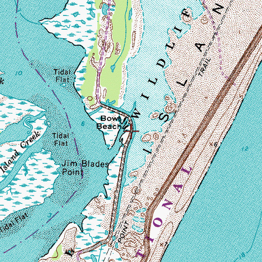 Topographic Map of Bow Beach, VA
