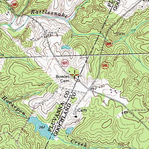 Topographic Map of Bowles Cemetery, VA