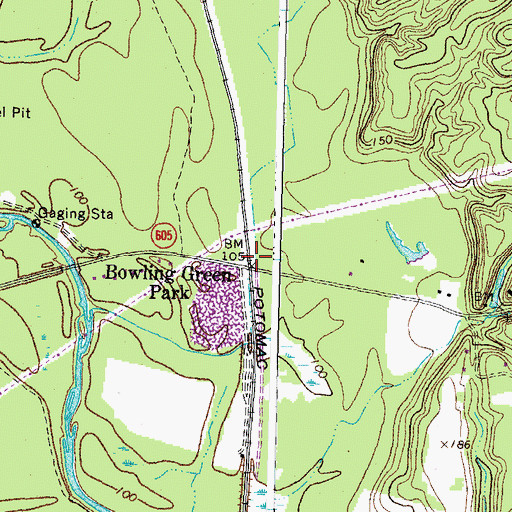 Topographic Map of Bowling Green Park, VA