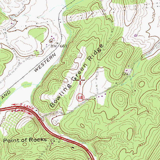 Topographic Map of Bowling Green Ridge, VA