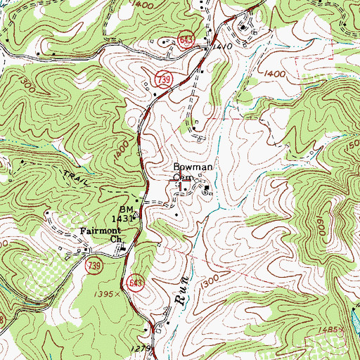 Topographic Map of Bowman Cemetery, VA