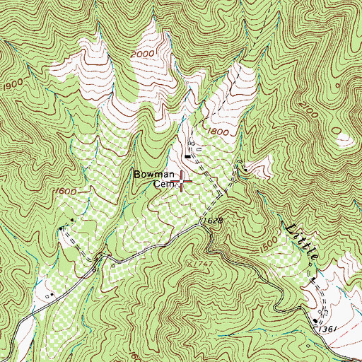 Topographic Map of Bowman Cemetery, VA
