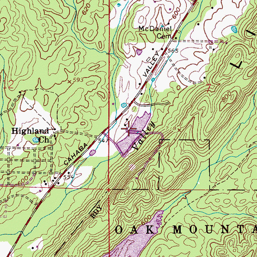 Topographic Map of Briarwood School, AL