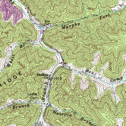 Topographic Map of Box Camp Creek, VA