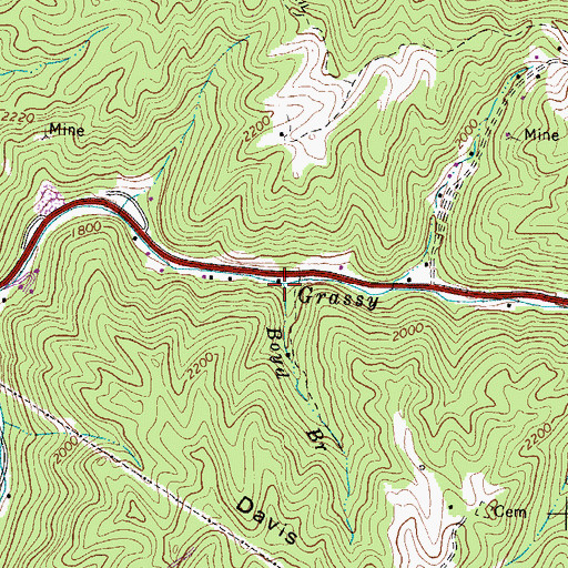 Topographic Map of Boyd Branch, VA