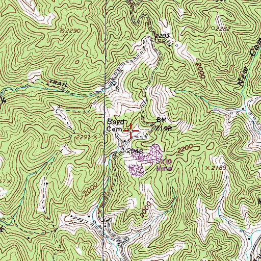 Topographic Map of Boyd Cemetery, VA