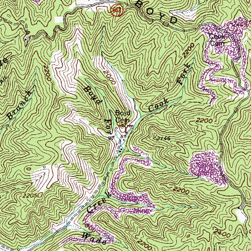 Topographic Map of Boyd Cemetery, VA
