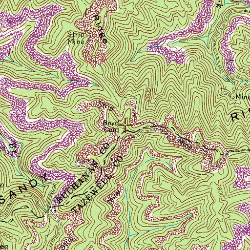 Topographic Map of Boyd Cemetery, VA