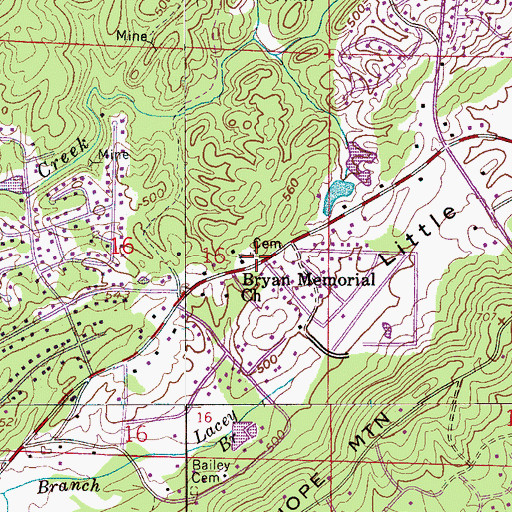 Topographic Map of Bryan Memorial Cemetery, AL