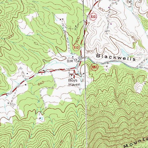 Topographic Map of Boys Haven, VA