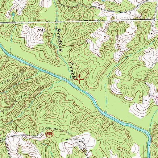 Topographic Map of Bradley Creek, VA