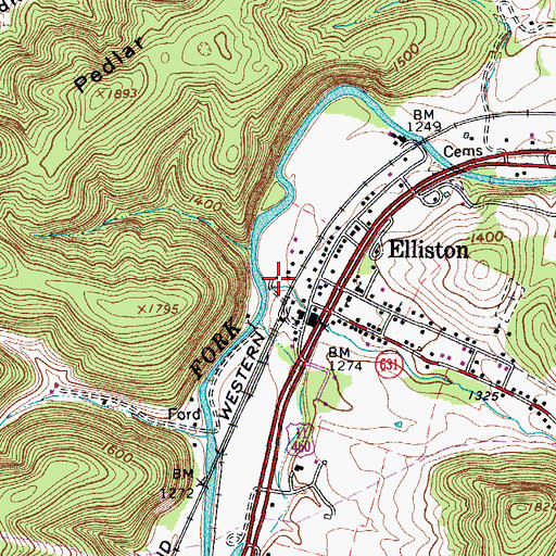 Topographic Map of Brake Branch, VA